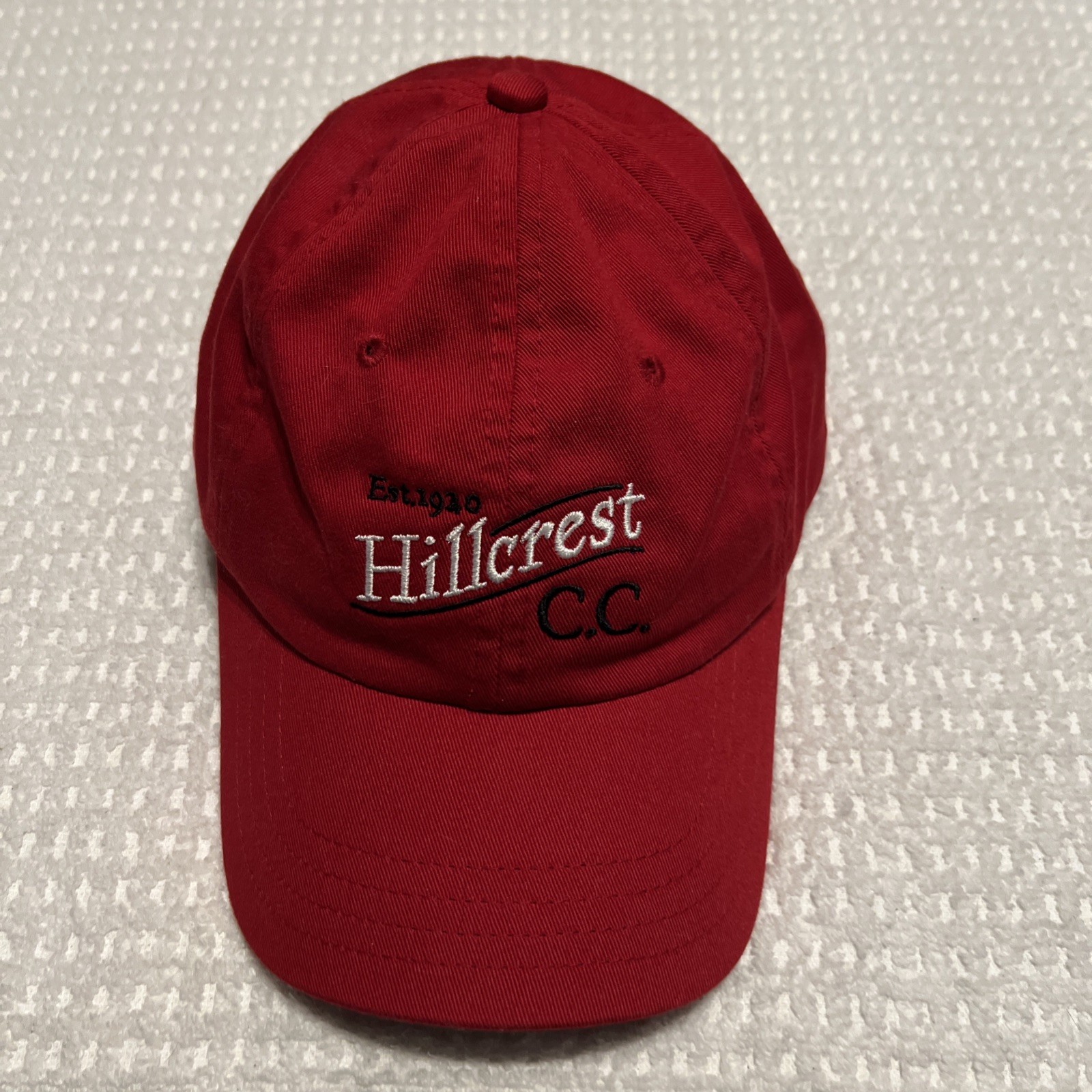 Hillcrest CC Cap Hat Red Adjust Strap Back Canvas Country Club Golf Cotton Nice