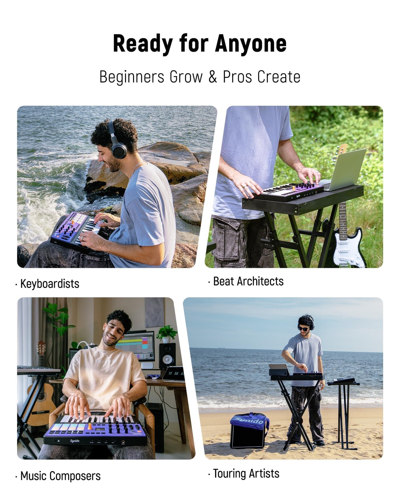 USB C MIDI Controller Keyboard 25 Keys Wireless Rechargeable | OLED Screen,