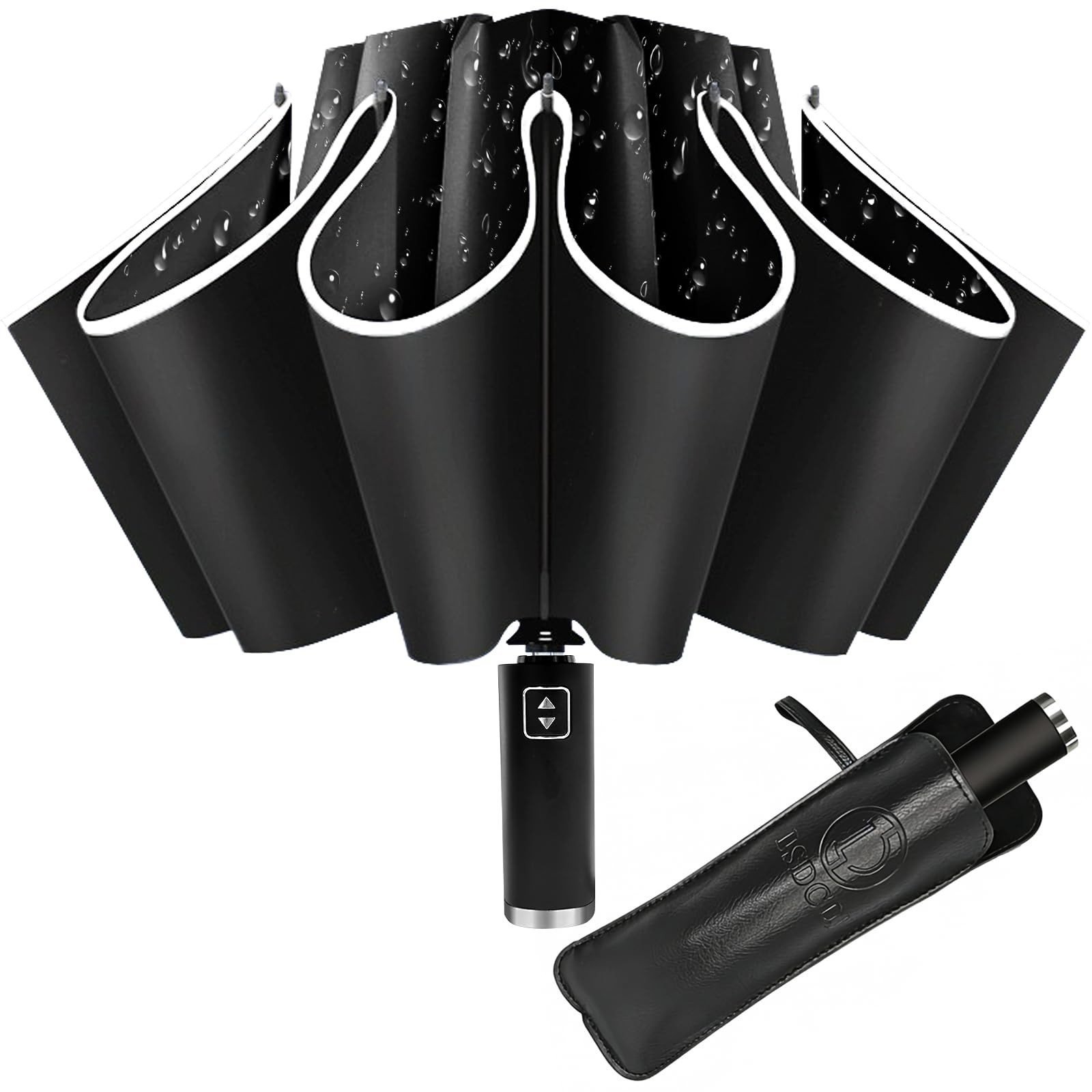 DSDCDJ Inverted Umbrella - Windproof Travel for 42.5 inch, Black