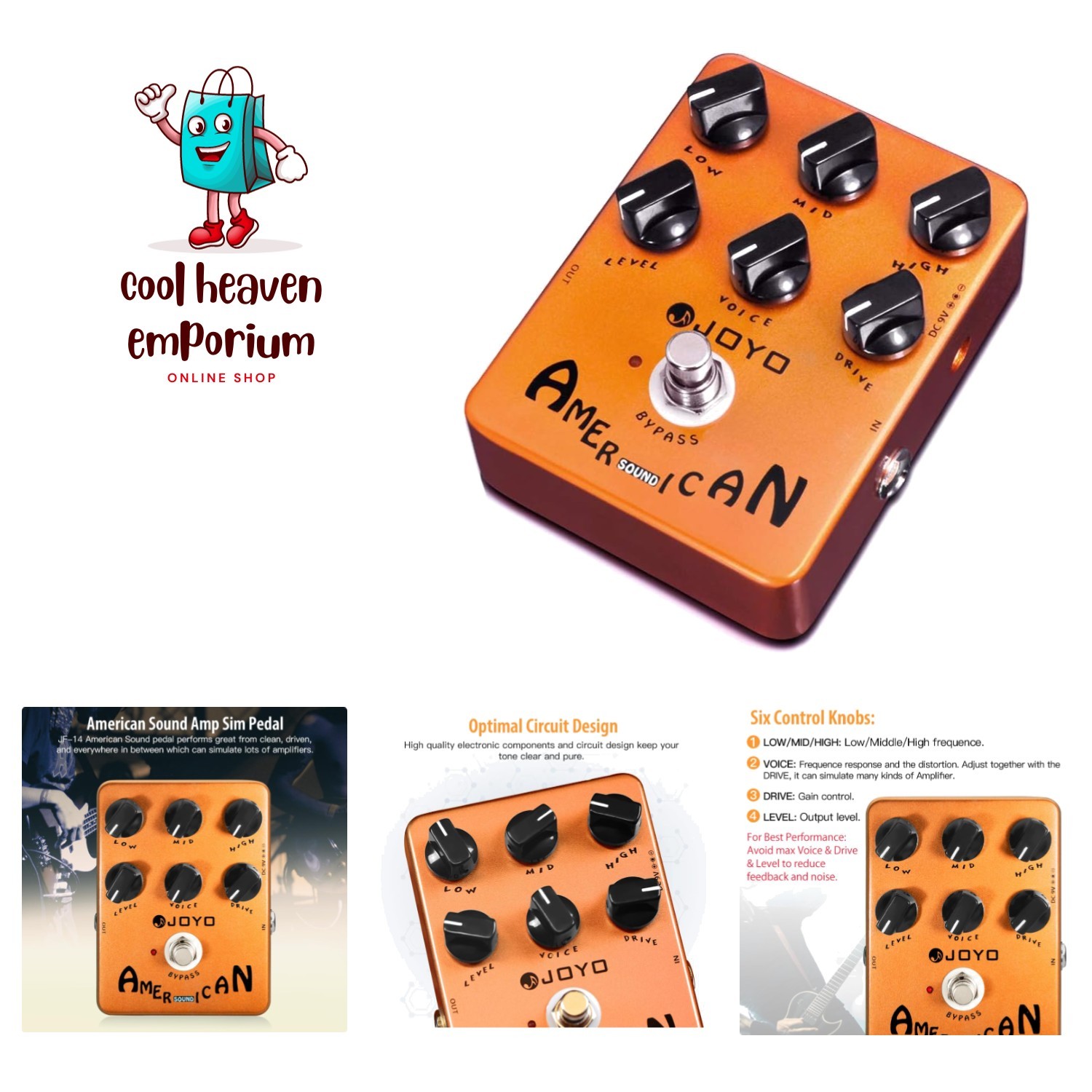 Road-Ready American Tube Amp Simulator Pedal: 6 Knobs & Direct Recording Ability