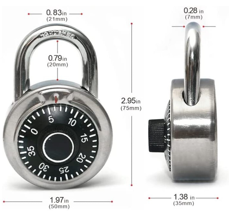 Combination Padlock Lock with Single Override Control Key Pack of 5