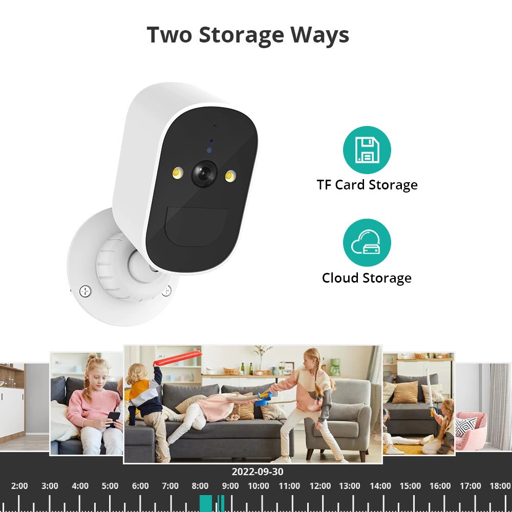Solar Battery Powered Wireless WiFi HD Outdoor Security Camera System PIR Detect