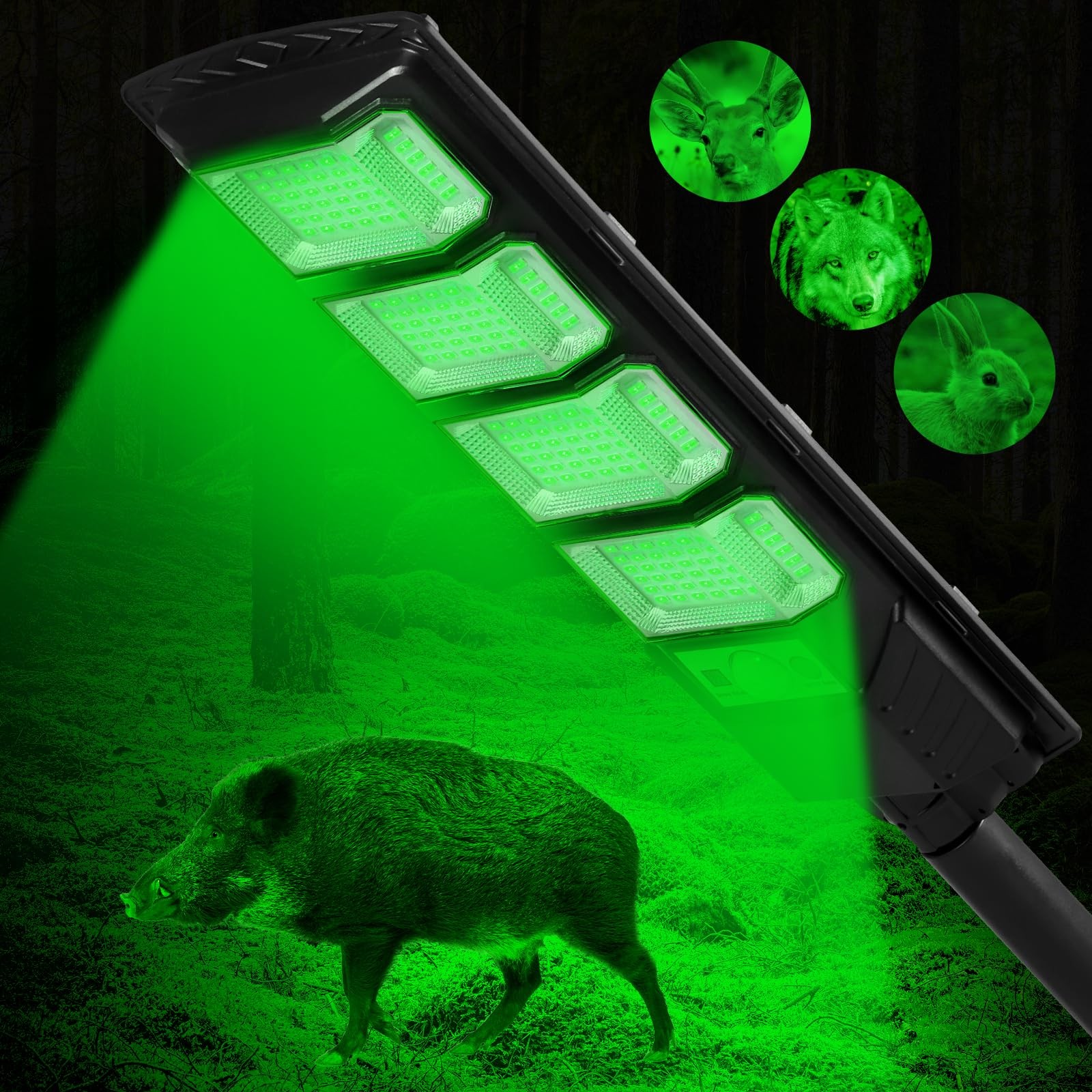 Hog Lights for Night Hunting, 12000LM Solar Green Hunting Light with Remote, ...