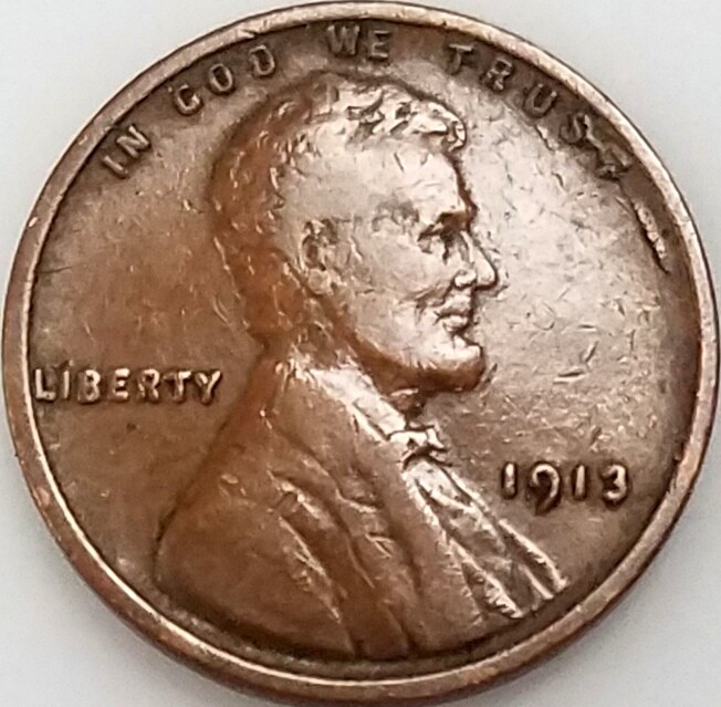 1913 Lincoln Cent, Mint Error, Lamination on the obverse!