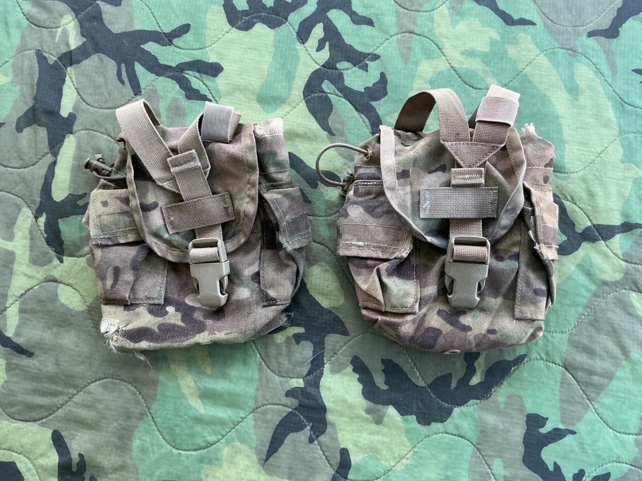 2 Lot GI Army Military Surplus Multicam OCP Utility Water Canteen Pouch DAMAGED