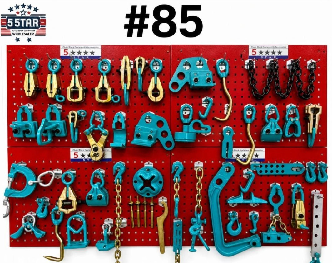 SET#85 HEAVY DUTY AUTO BODY FRAME MACHINE 50 PIECES PULLING TOOLS AND CLAMPS
