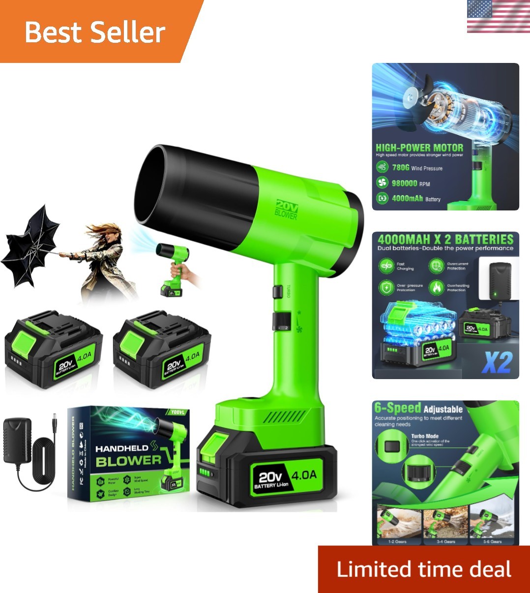 6-Speed Cordless Leaf Blower - Effortless Cleaning for Yard, Patio, and More