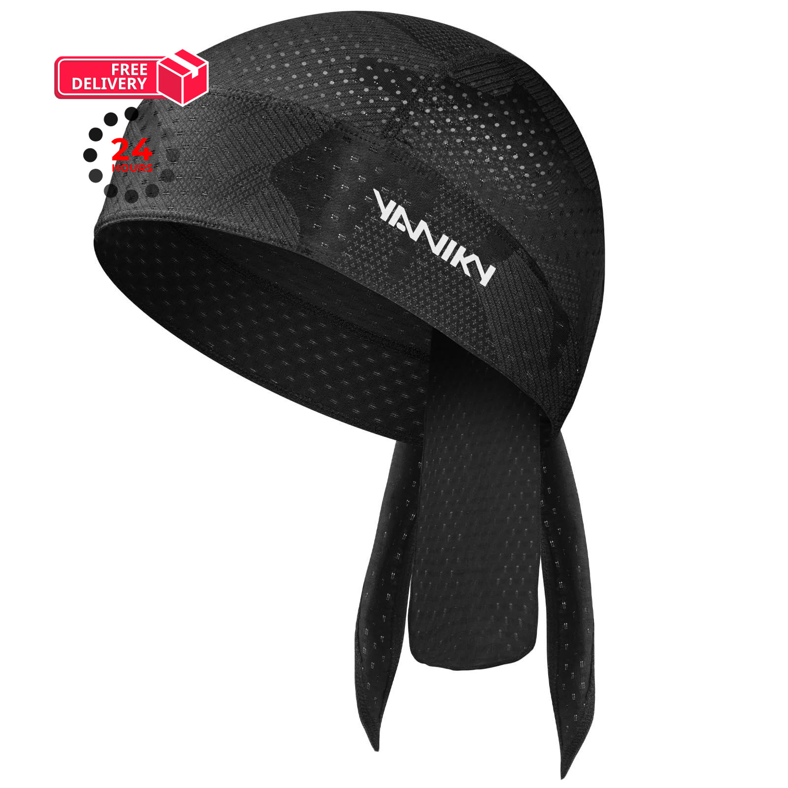 YANIKY Bandana Skull Caps for Men Women Quick-Drying Cooling One Size, Black