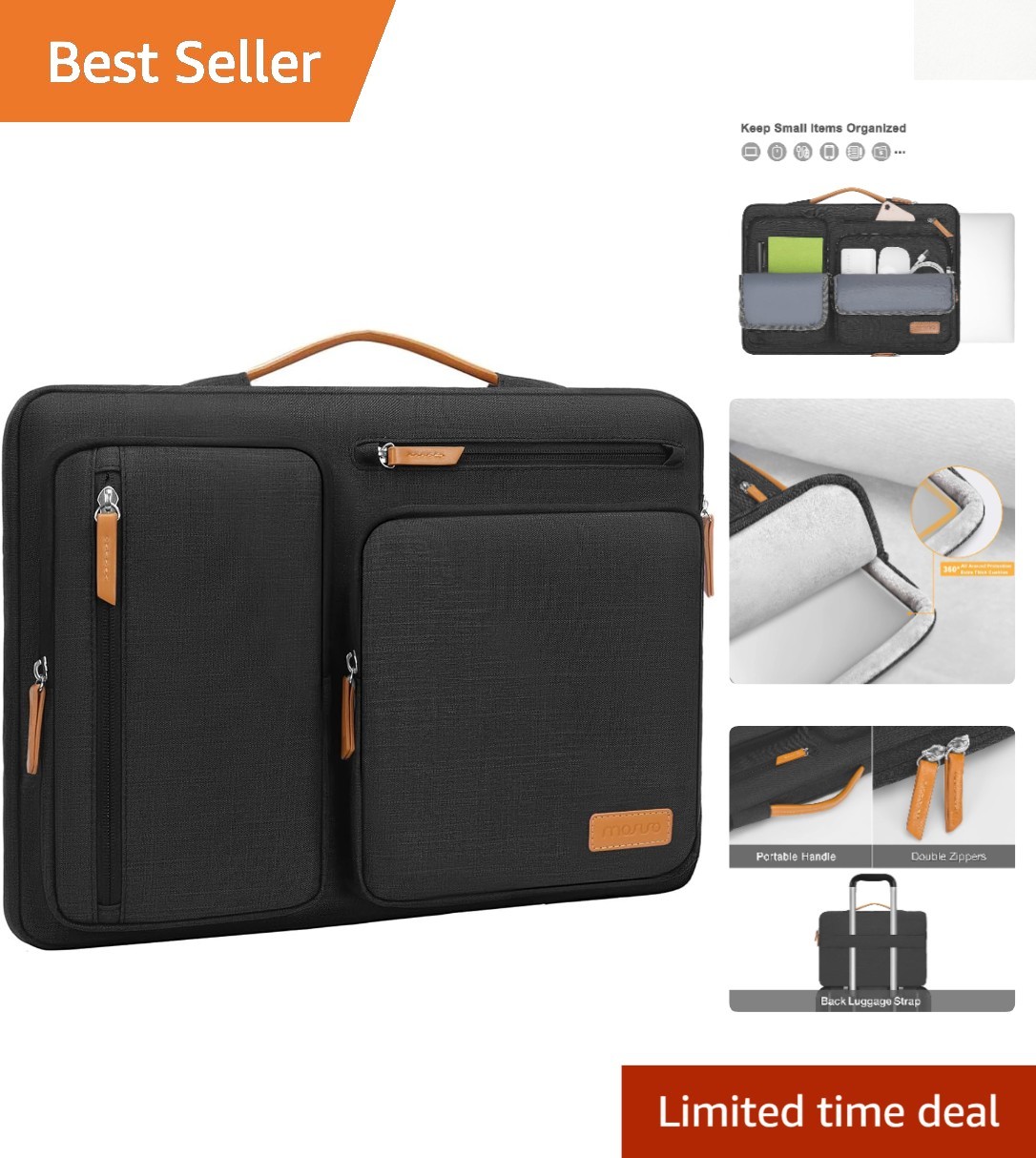 MOSISO 360 Protective Laptop Case 14 inch, Sleeve 14 Black