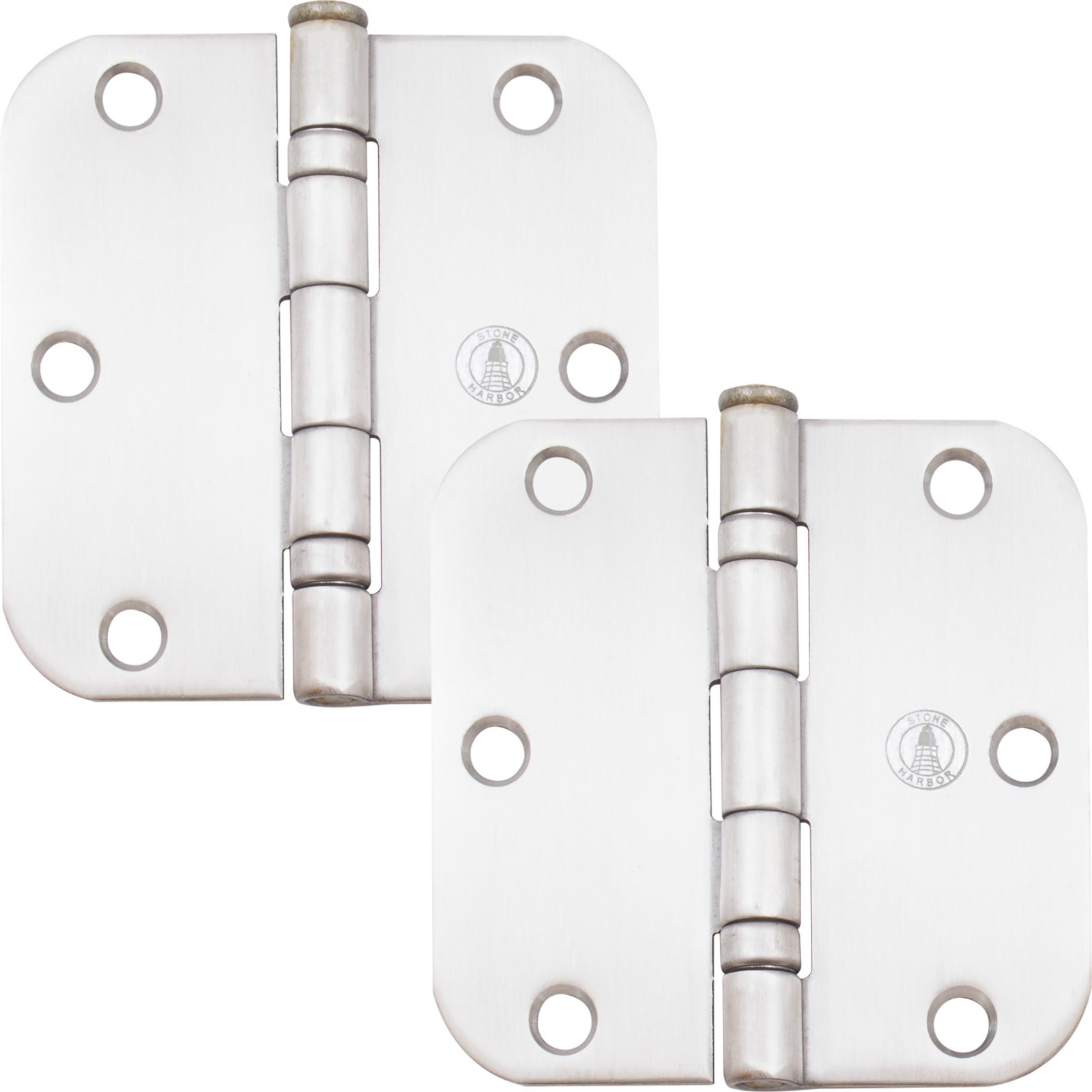 Ball Bearing Hinge, 3-1/2 Inches, 5/8" Radius Corner, 2-Pack, Satin Stainless St