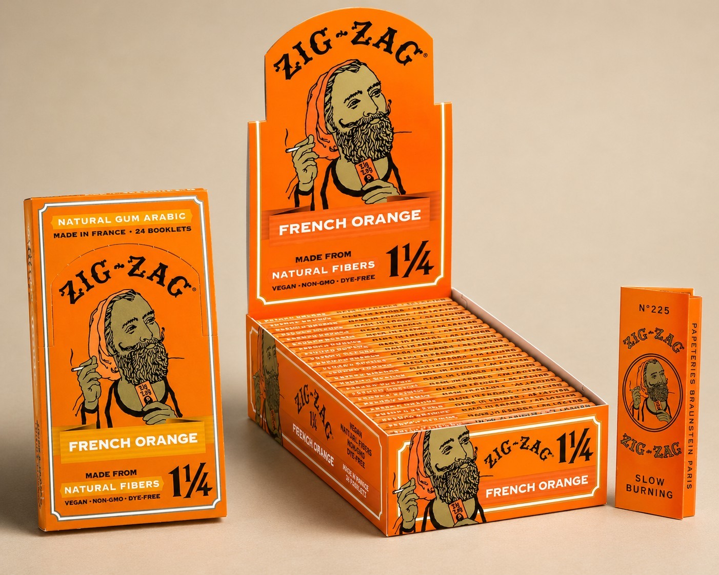 Zig-Zag Rolling Papers - 1 1/4 French Orange - 24 Booklets with 32 Papers each