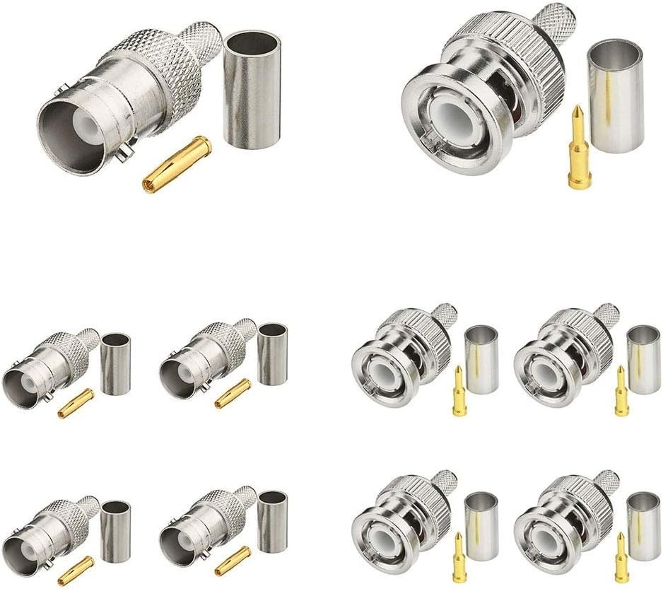 BNC Crimp Connectors Kit - BNC Male & Female Crimp Solder Attachment Connector K