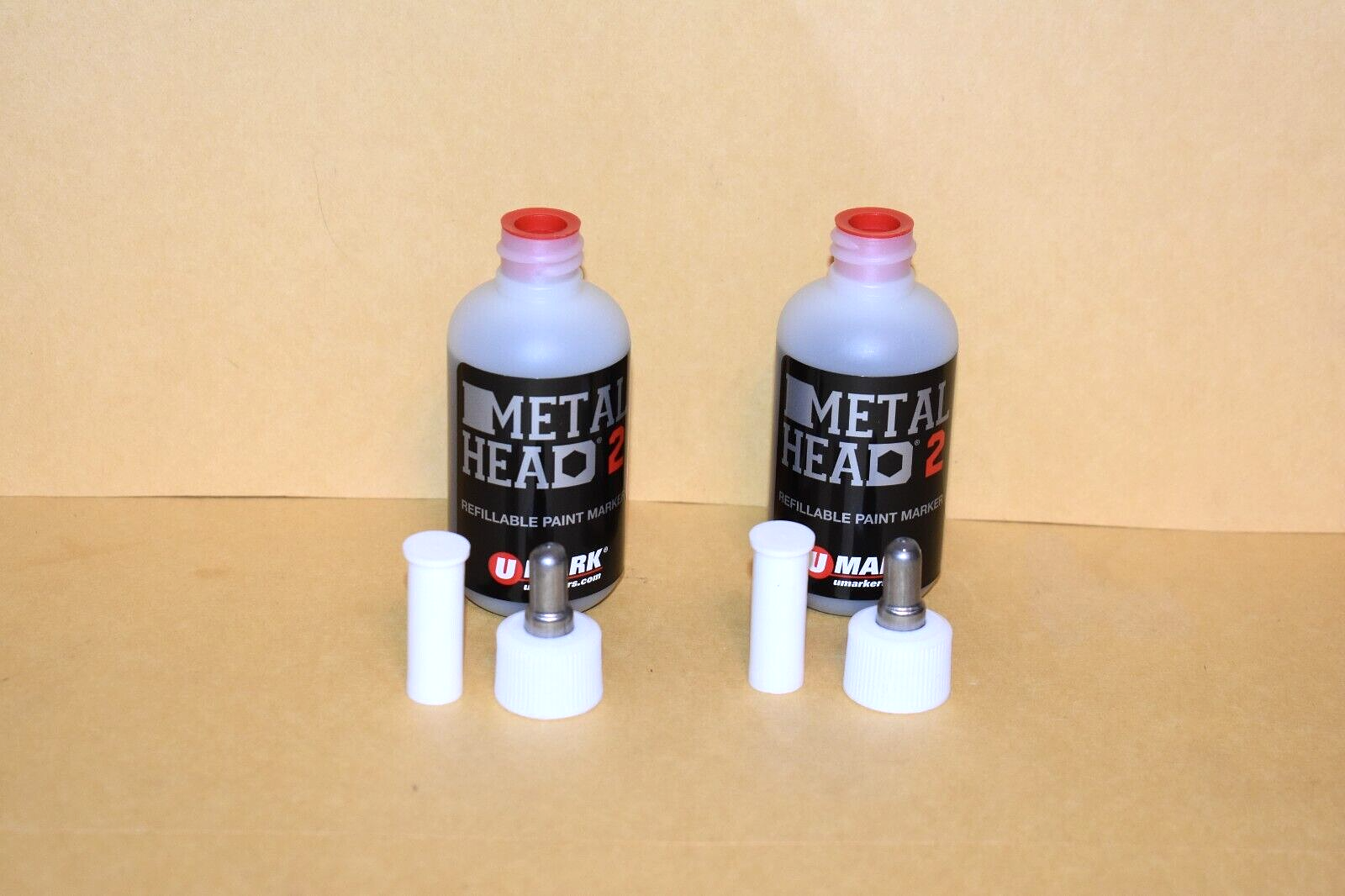 2 Metal Head Paint Markers 2 Oz Silver Auto Salvage Industrial Junk Yard Crafts