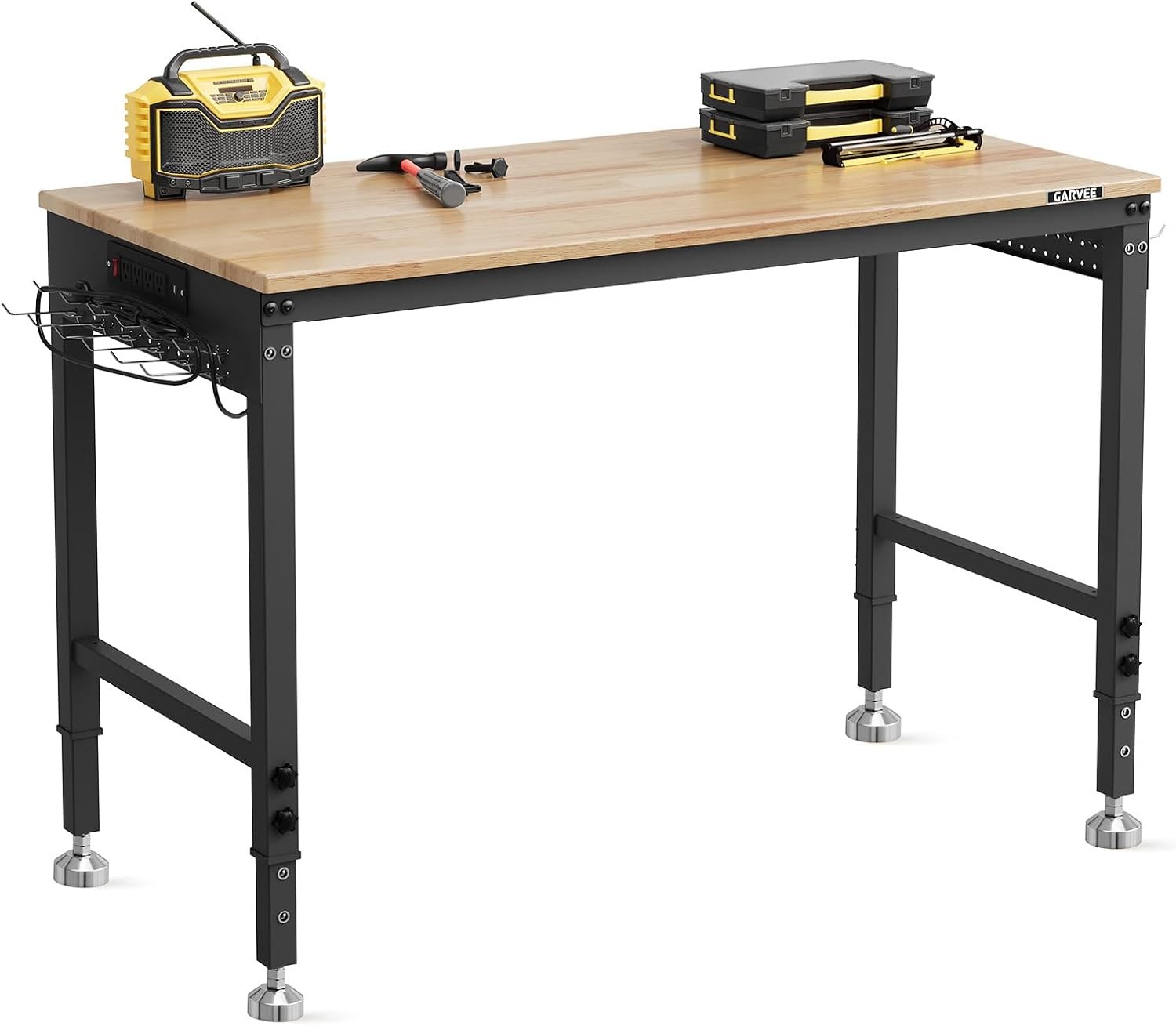 48 x 24” Adjustable Workbench with Pegboard Power Outlets Work Bench 125V 12A