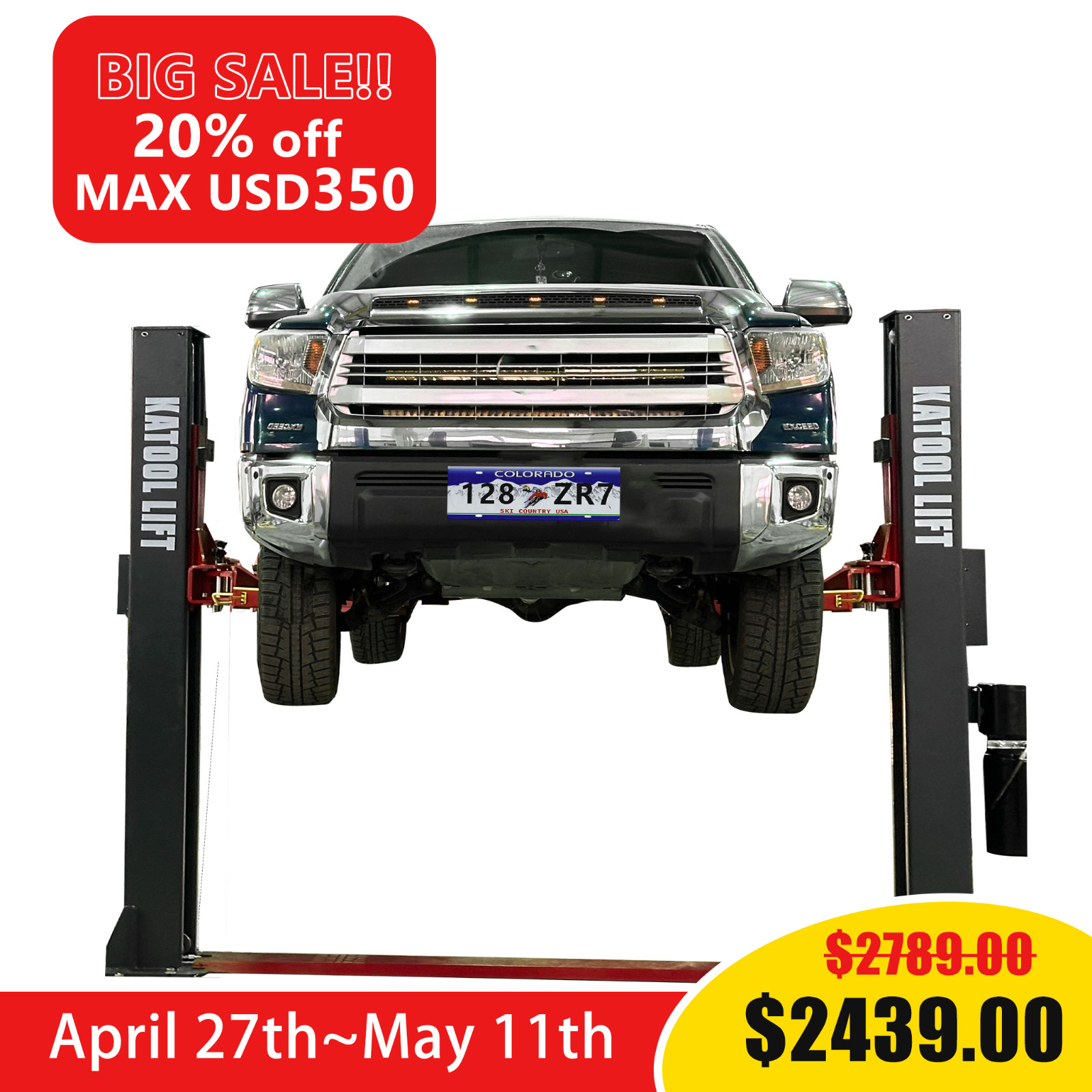 4.0HP 12000lb Single Lock Release 2 Post Car Lift Auto Lift Car Lifts for Garage