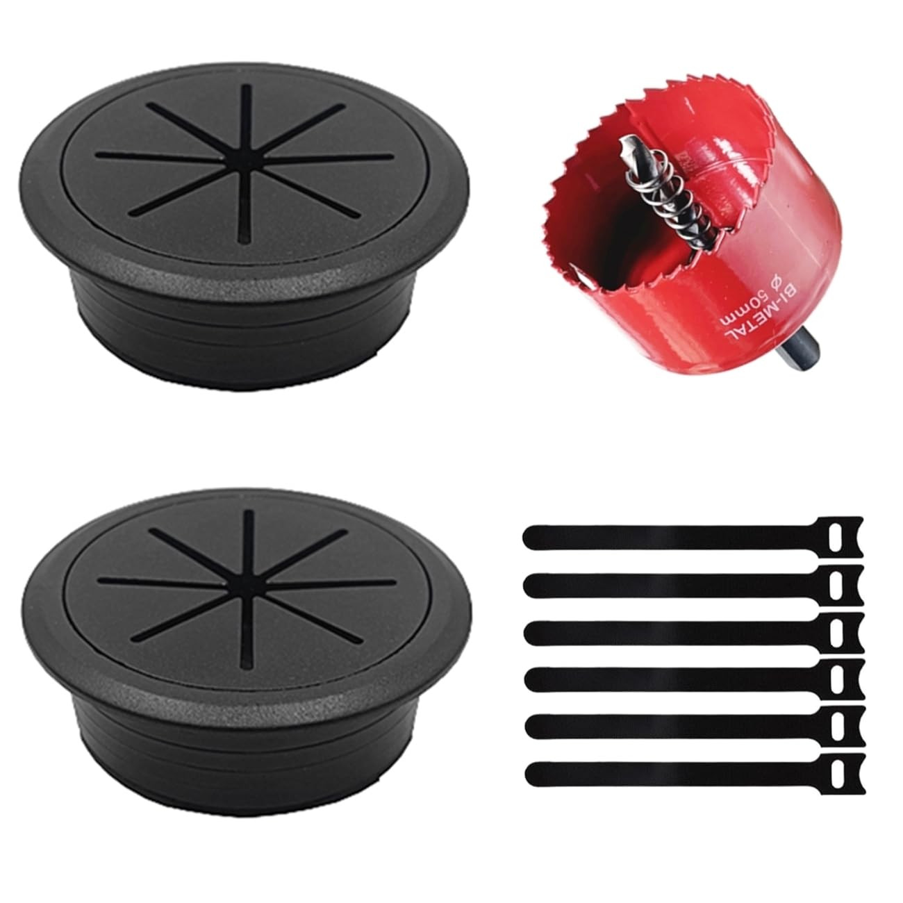 2 Pack Desk Grommet 2 Inch (50 Mm), Desk Hole Cover for Cables, Black Desk Cord