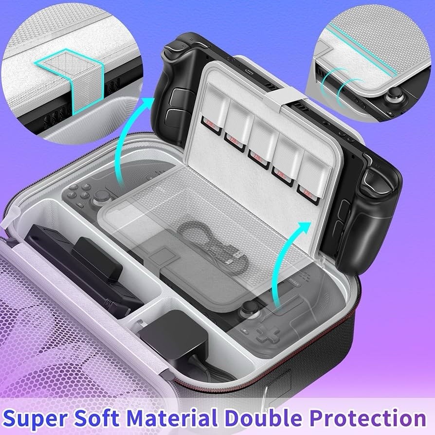 Mooroer Steam Deck Carrying Case 2024 Large Storage Travel Case Black