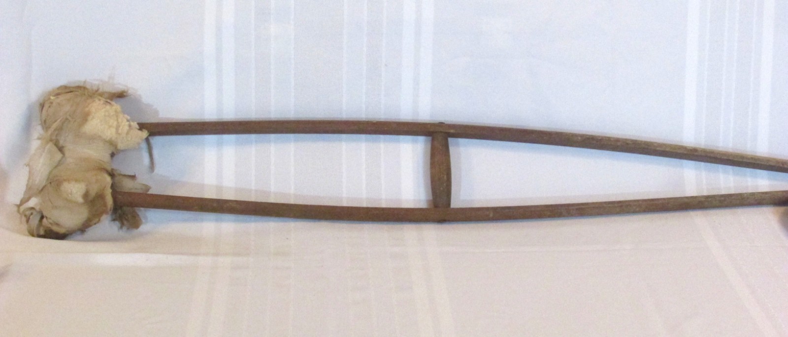 Antique Wooden Medical Crutch 47" with Old Gauze & Cotton Padding