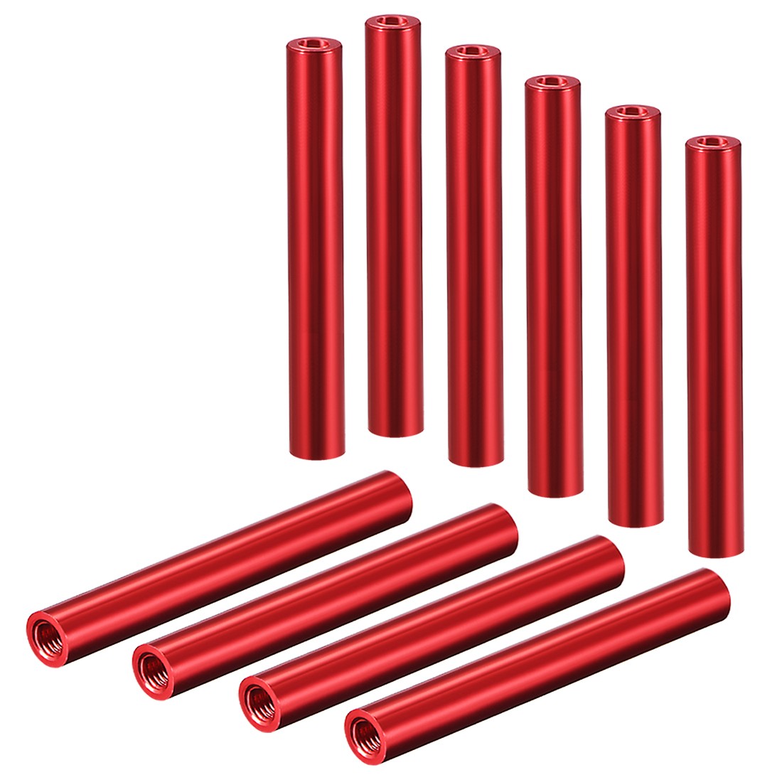 10 x Round Aluminum Standoff Column Spacer M3x80mm Red