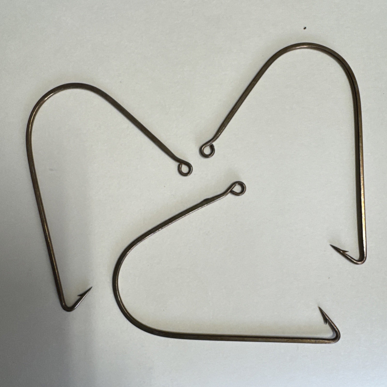 LOT OF 3 Mustad Pike Hook, Special Bend, Forged - Bronze 4