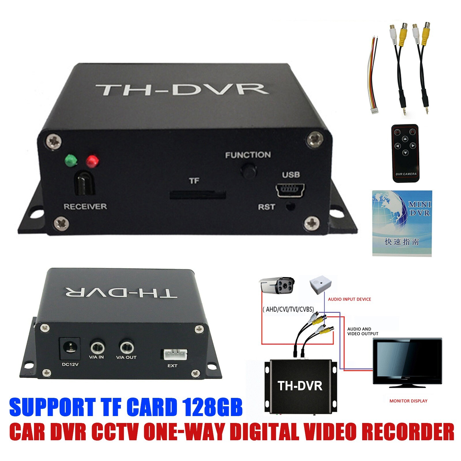 1080P Mini Car DVR CCTV Digital Video Recorder One-Way Support TF Card 128GB NEW