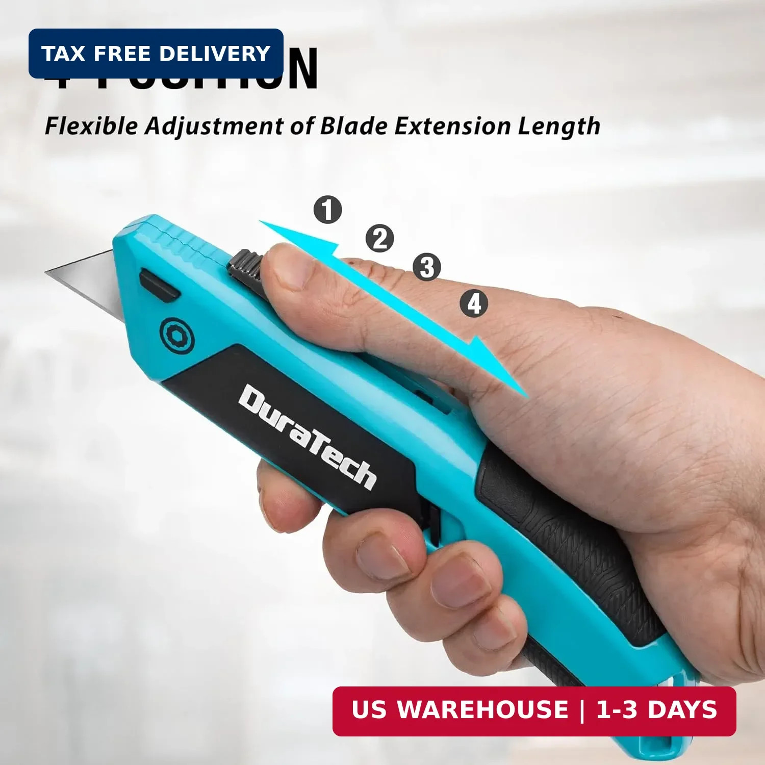 DURATECH Auto-Loading Utility Knife, Heavy Duty Retractable Box Cutter with 6 Pr