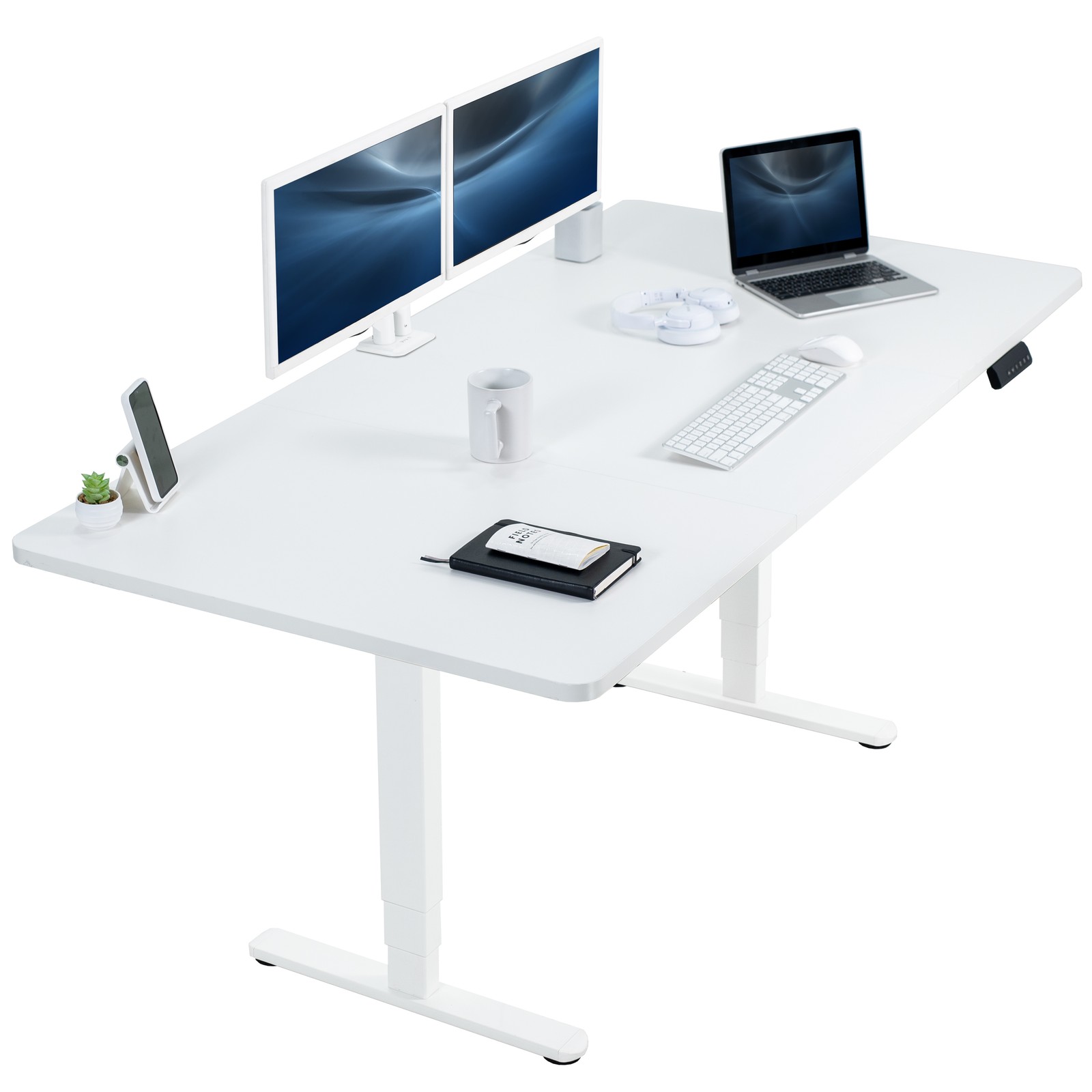 VIVO Electric 71” x 36” Stand Up Desk, White Table Top, White Frame