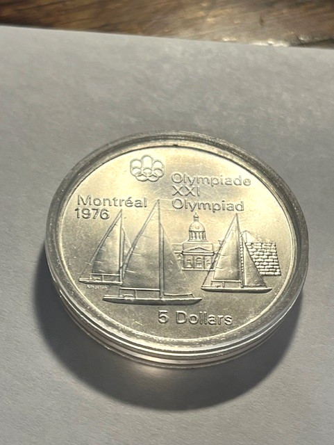 1976 Canada 5 Dollars/Montreal Olympics/Sterling Silver/Sailboats/BU #17510-2