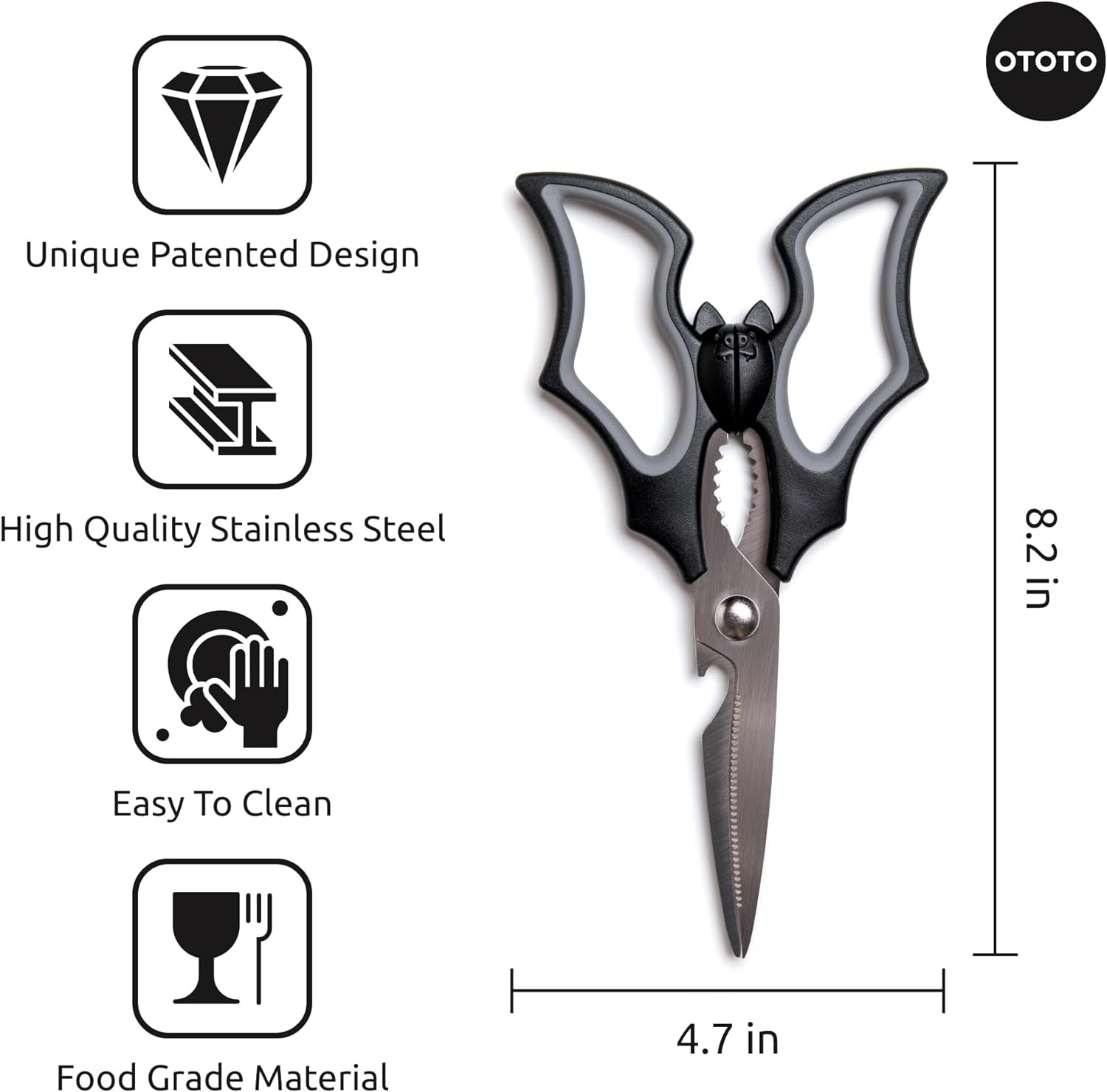 Original Elizabat Kitchen Scissors - Halloween Goth Cute Bat Kitchen Shears, Bat