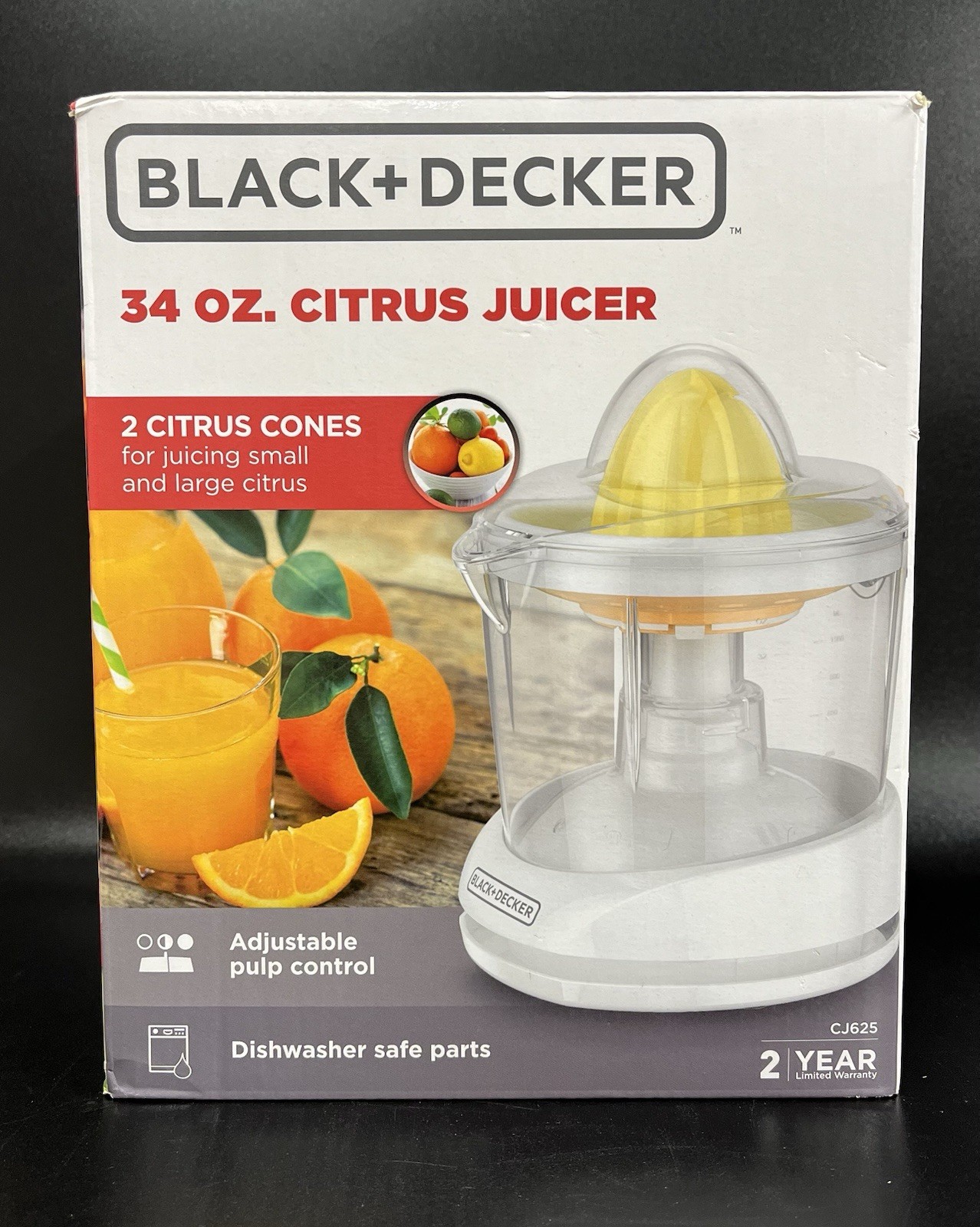 Citrus Juicer 34 Oz Black N Decker Large n Small Cones Electric White NEW w Box