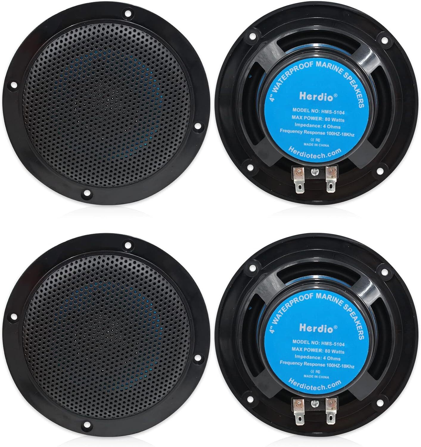 Herdio 4*4" Bluetooth Flush Mount Ceiling Speakers (TOTAL 320W) for Home Boat