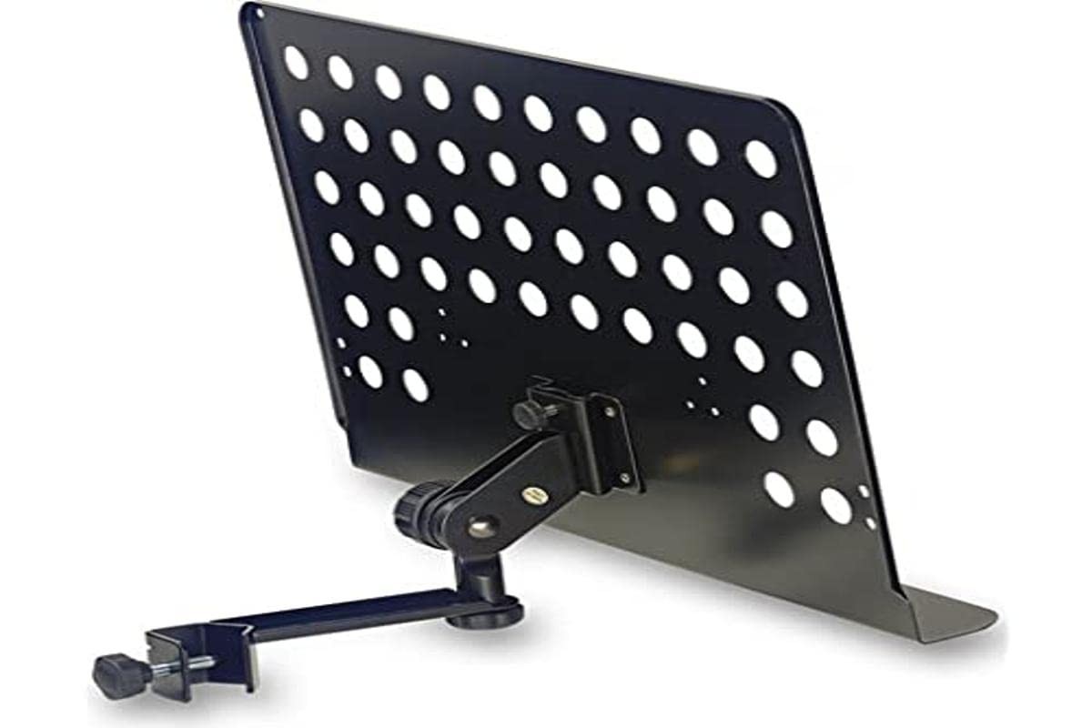 MUS-ARM 2 Large Music Stand with Attachable Holder Arm,Black