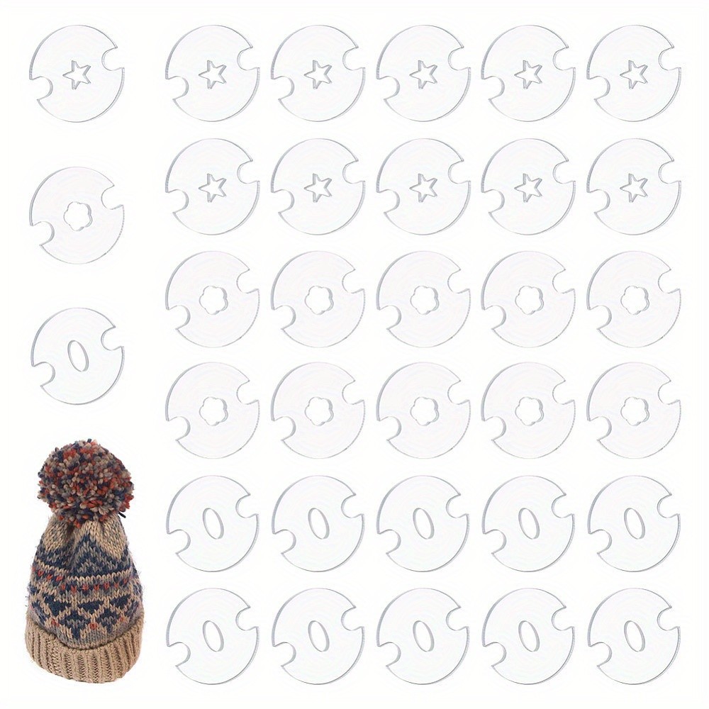 1set 60pcs 3 Shapes Acrylic Knitted Hat Making Fastener Tool Mixed Shapes