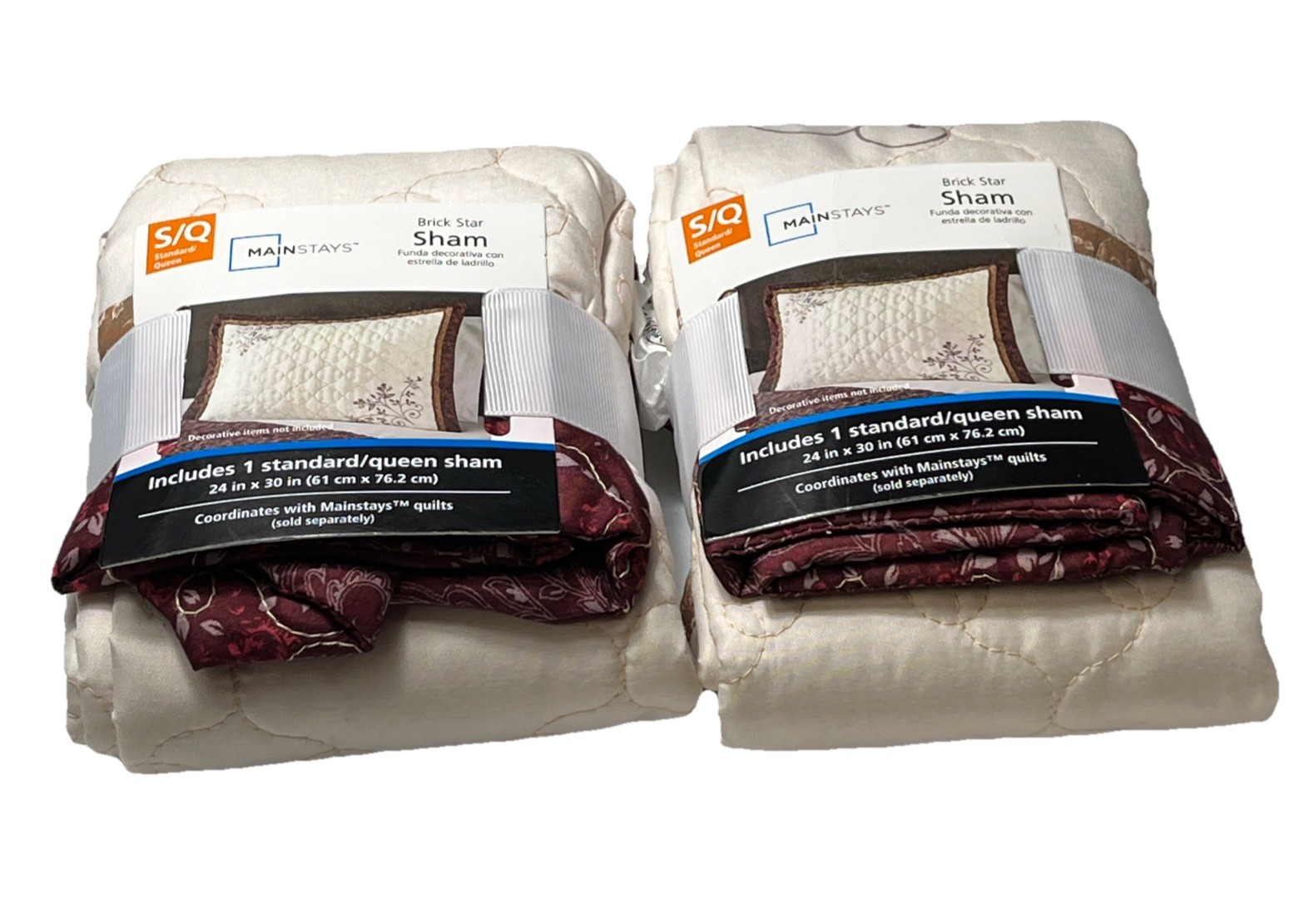 2 PACKS Hudson Essex Standard/ Queen Sham 20in X 26in Brick Star NEW