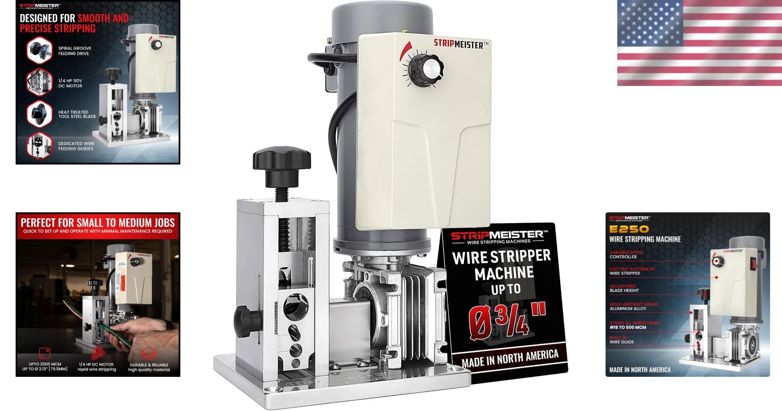 StripMeister E250 - Advanced Electric Cable Stripping Machine, Variable Speed