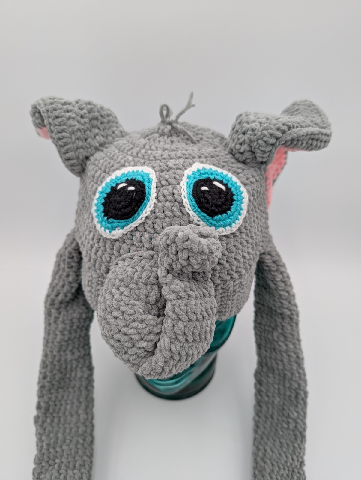 Knottie Hooks Handmade Crochet Elephant Hat with Pop-up Ears - Youth