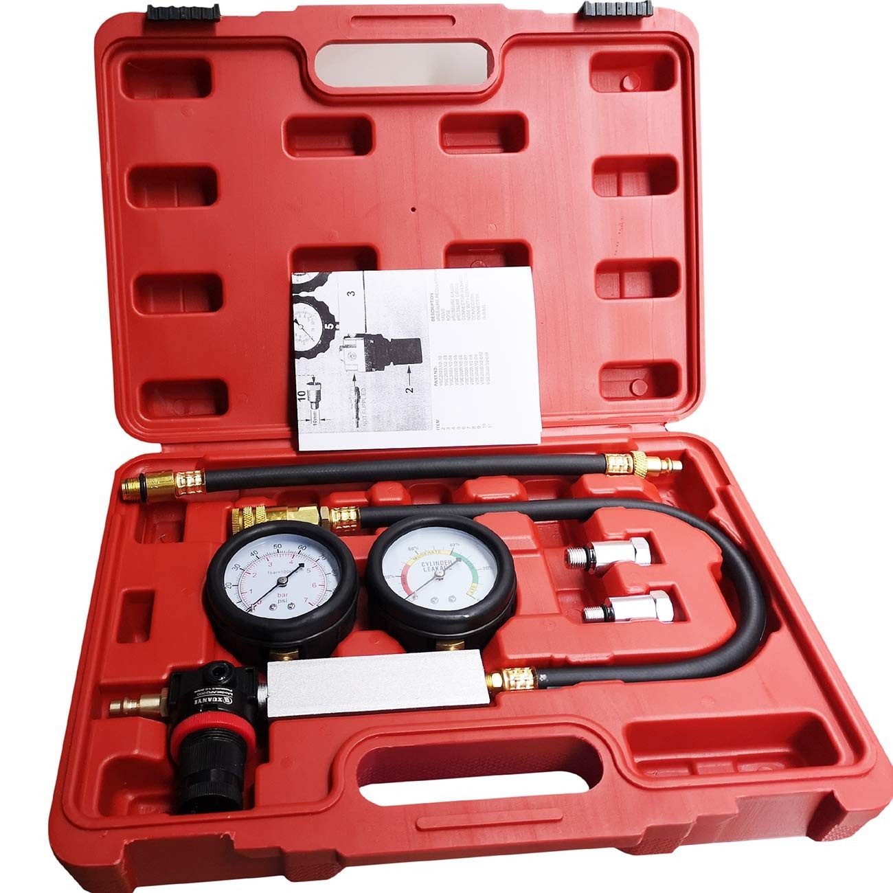 High-Quality Engine Cylinder Leak Down Tester Kit – Includes Spark Plug Adapters