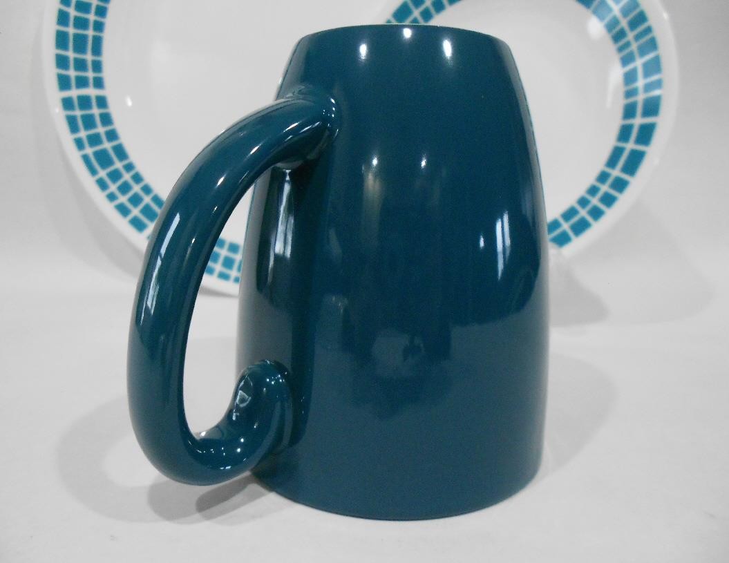 ❤️ 1 Corelle TURQUOISE BLUE 11-oz STONEWARE MUG CUP Brushed Strokes Aqua Tiles