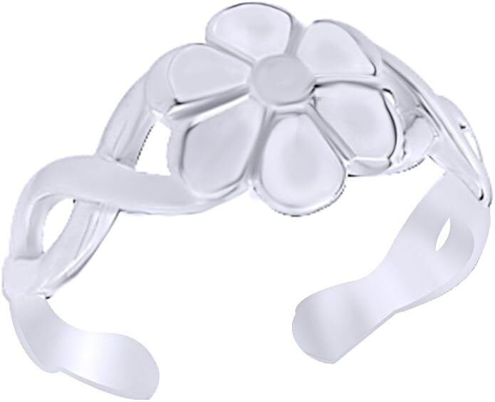 Adjustable Flower Toe Ring Jewelry For Womens 925 Sterling Silver