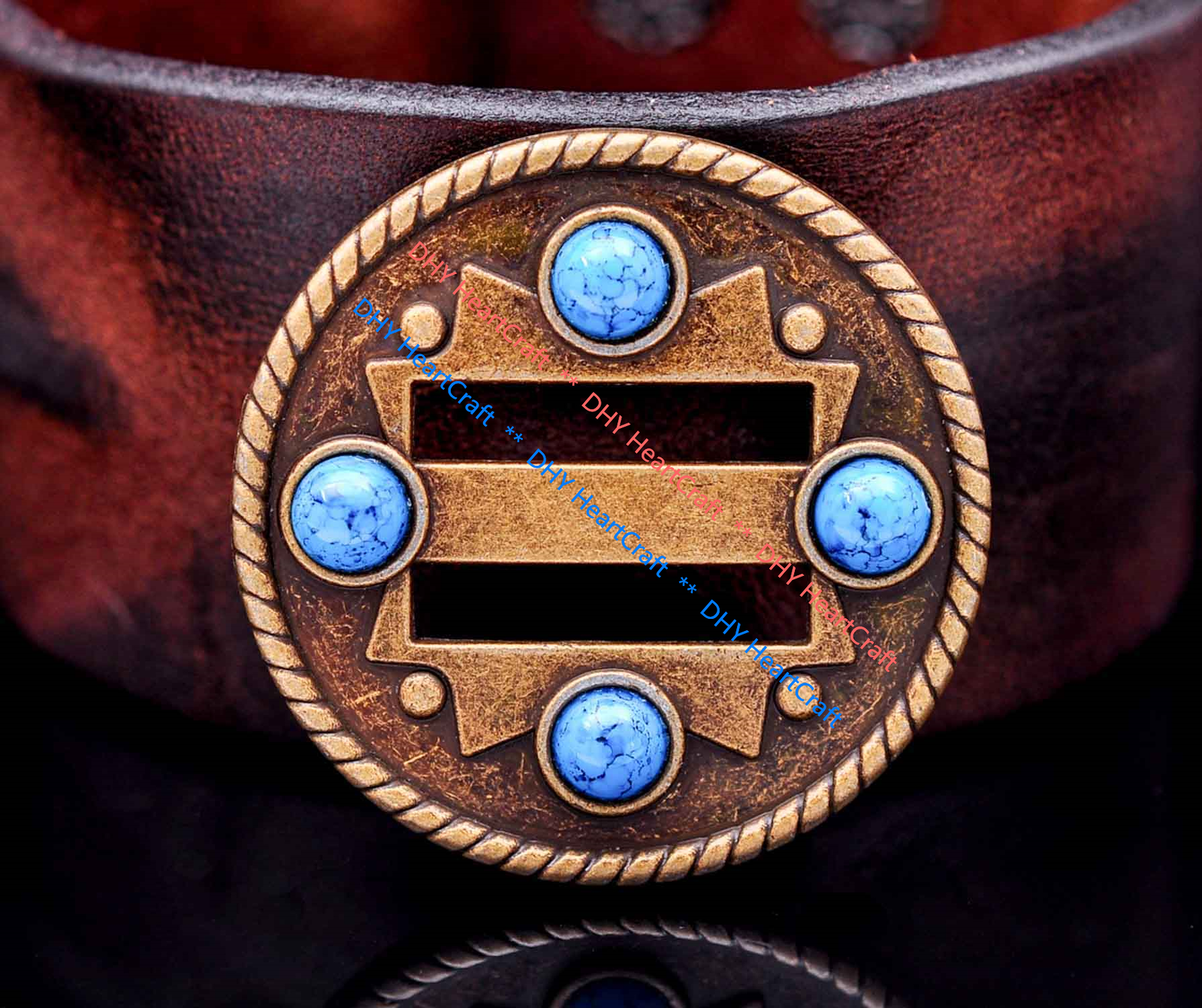 10X Turquoise Cowboy Western Saddle Tack DIY Leather Belt Slotted Concho 1-1/2"