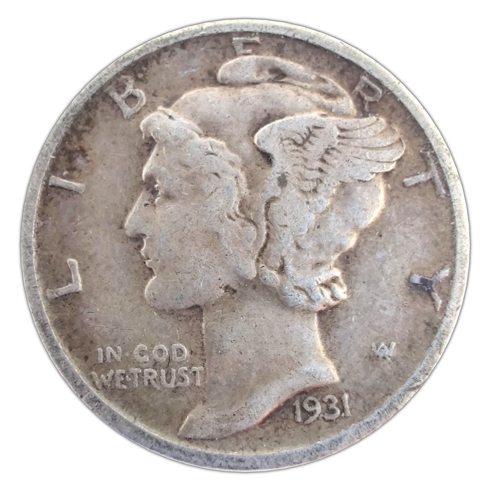 1931-P Mercury Dime F Fine 90% Silver