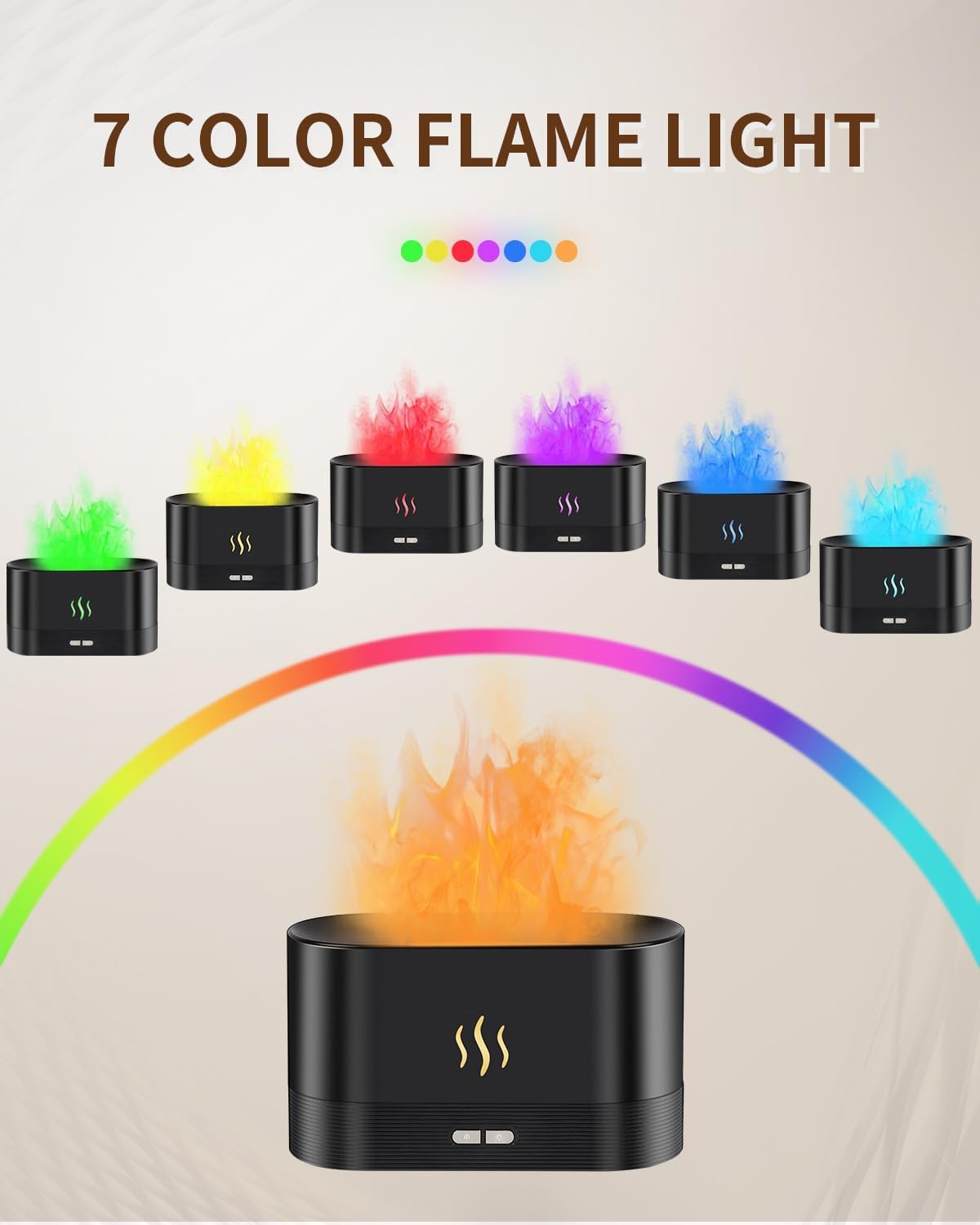 Flame Effect Essential Oil Diffuser, Ultrasonic Aromatherapy Humidifier (Black)