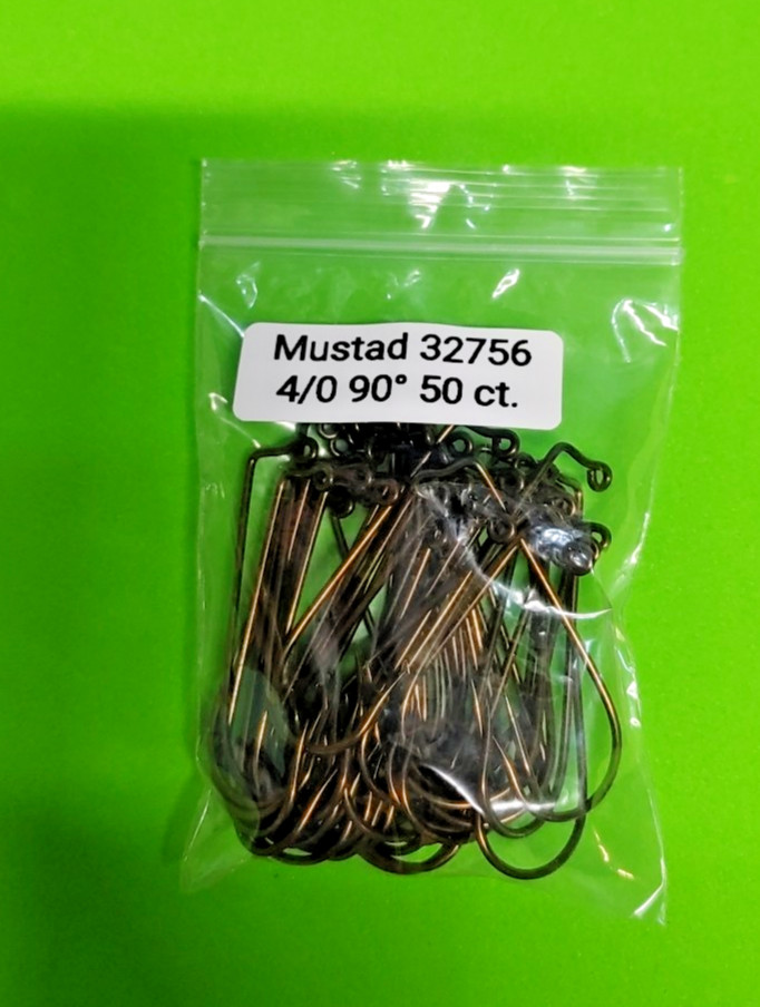 Mustad Jig Hooks Style 32755BR 4/0 90 Degree Hook Size 50ct.