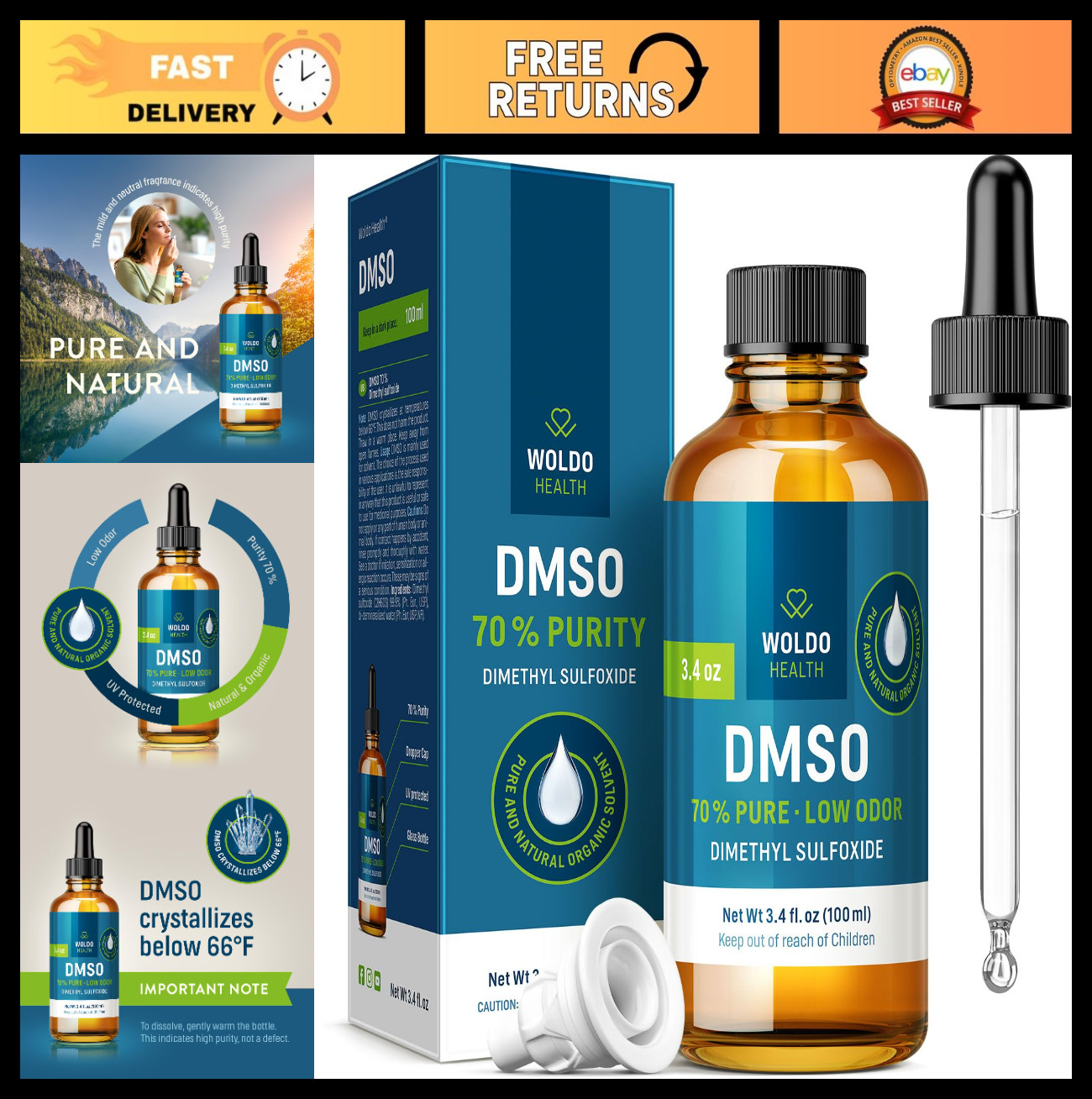 70% DMSO Liquid - Pharmaceutical Grade Dimethyl Sulfoxide, High Purity Solvent,