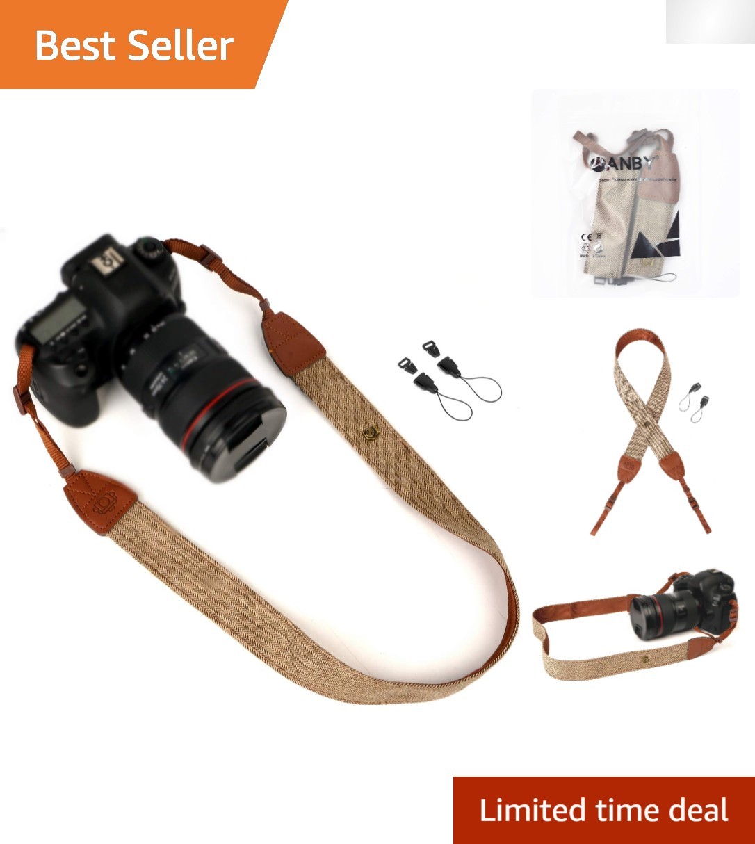 Stylish Brown Canvas Strap with Quick Release - Perfect for DSLRs and Binoculars