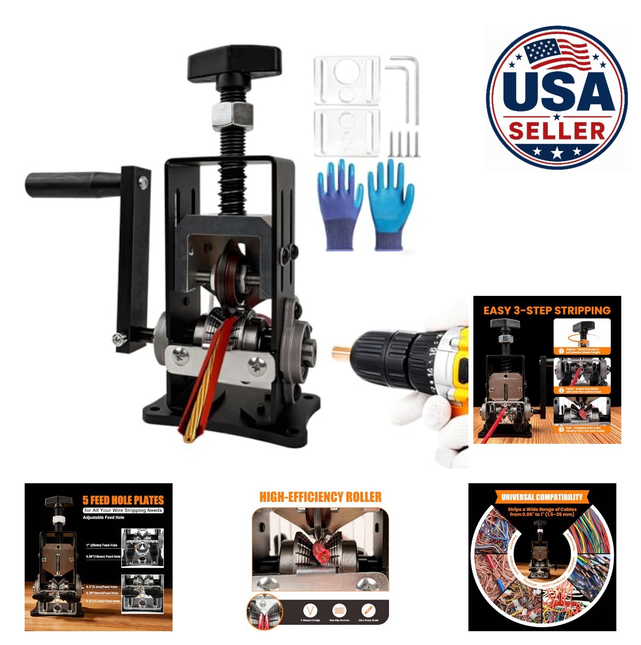 Manual Wire Stripper Machine 0.06 to 1 Inch 1.5-25mm Copper Scrap Cable