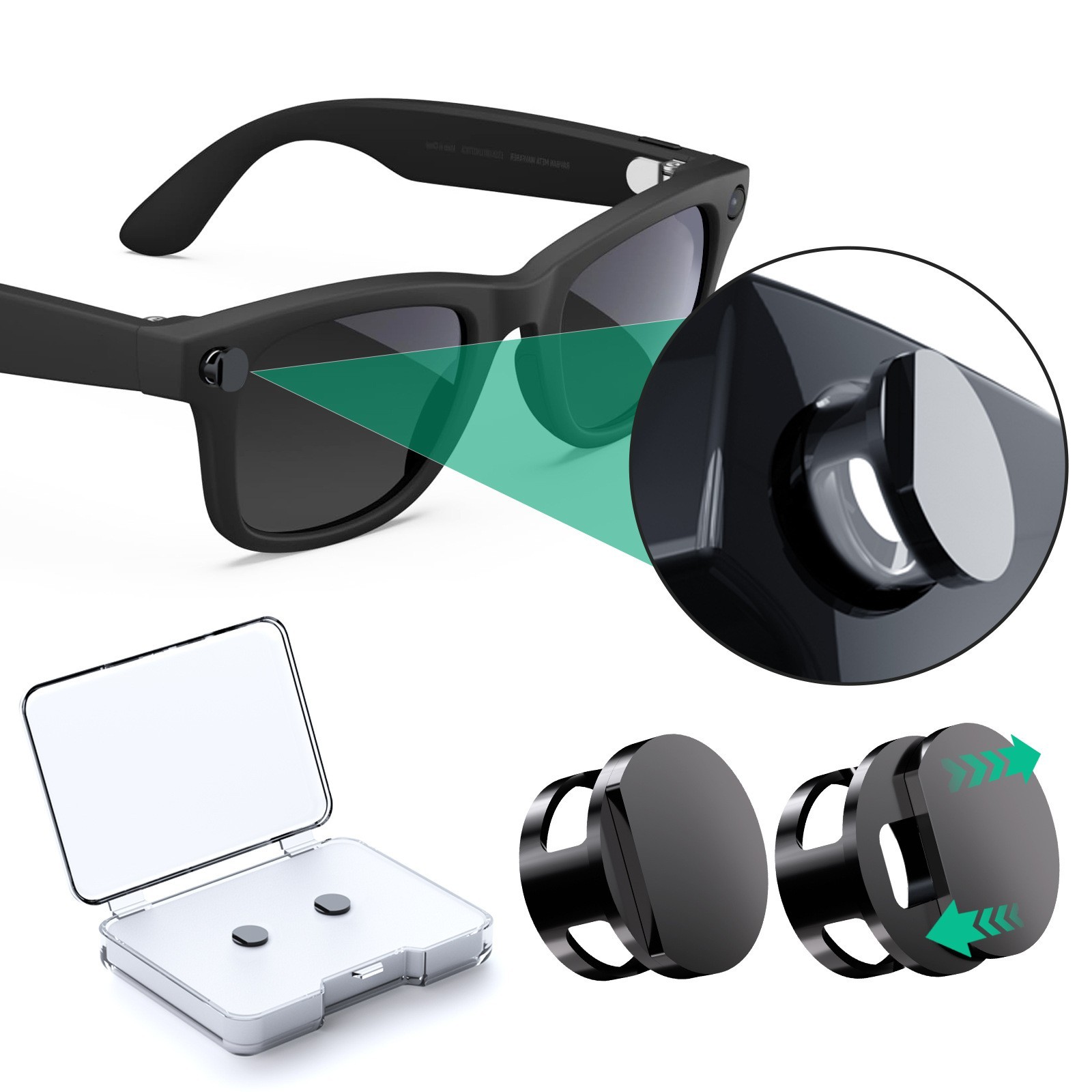 2Pcs Smart Glasses Light Blocking Covers -Anti-Glare & UV Protection, Compatible