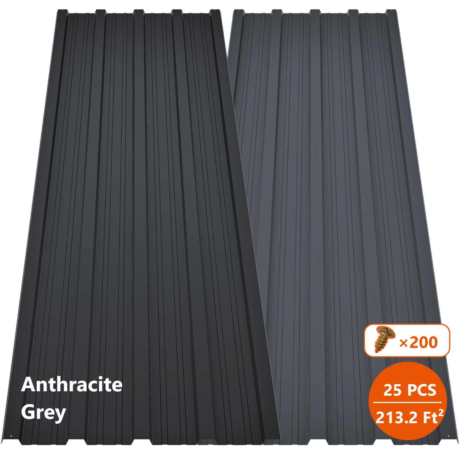16.77"(W)x73.23"(H) Galvanized Metal Roof Panels Hardware Roofing Sheets(25 Pcs)