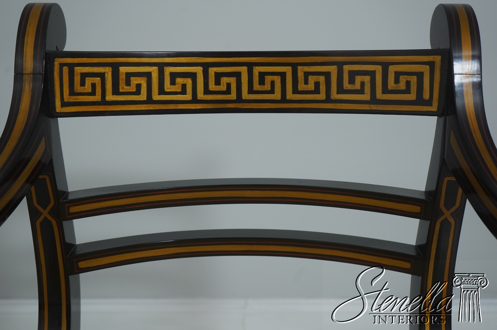 71773: Quality Regency Style Black & Gold Finish Chair