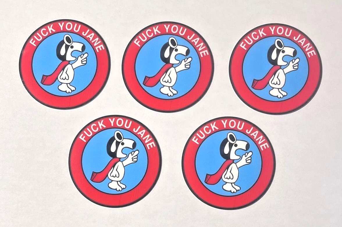 Vietnam F&%$ You Jane Snoopy Stickers...pack of 5